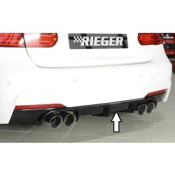 Rieger vložka zadního nárazníku pro BMW řada 3 F30, F31 sedan, touring vč. faceliftu, plast ABS lakovaný do černé lesklé barvy, pro dvojité koncovky na obou stranách 4x90 mm (335i/340i look)