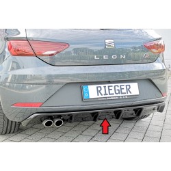 Rieger vložka zadního nárazníku pro Seat Leon FR 5F 3-dvéř. (sc), 5-dvéř. po faceliftu, plast ABS lakovaný do černé lesklé barvy, pro dvojitou koncovku vlevo