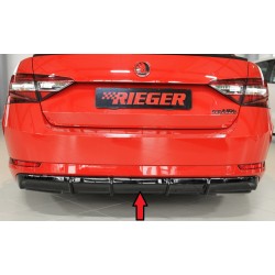 Rieger vložka zadního nárazníku pro Škoda Superb III 3T, 3V combi, sedan vč. faceliftu, plast ABS lakovaný do černé lesklé barvy, pro vozy s tažným zařízením