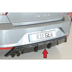 Rieger vložka zadního nárazníku pro Seat Ibiza FR KJ 5-dvéř., plast ABS lakovaný do černé lesklé barvy, pro dvojitou koncovku vlevo 2x76 mm