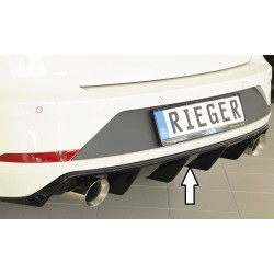 Rieger vložka zadního nárazníku pro Seat Leon FR 5F 5-dvéř. (ST/Combi) po faceliftu, plast ABS lakovaný do černé lesklé barvy, pro sportovní koncovky na obou stranách o průměru 100mm