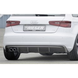 Rieger vložka zadního nárazníku pro Audi A3 8V 3-dvéř. (hatchback 8V1), 5-dvéř. (sportback 8VA) před faceliftem, plast ABS s povrchovou úpravou Carbon-Look, pro dvojitou koncovku vlevo