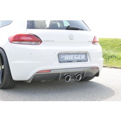 Rieger vložka zadního nárazníku pro R-Line zadní nárazník pro Volkswagen Scirocco 3 13 2-dvéř. vč. faceliftu, plast ABS s povrchovou úpravou Carbon-Look, pro dvojitou koncovku uprostřed 2x100 mm