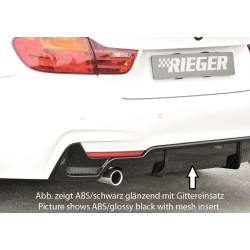 Rieger vložka zadního nárazníku pro BMW řada 4 F32, F33, F36 coupe (3-dvéř.), gran coupe (5-dvéř.), kabriolet vč. faceliftu, plast ABS s povrchovou úpravou Carbon-Look, pro orig. koncovku vlevo