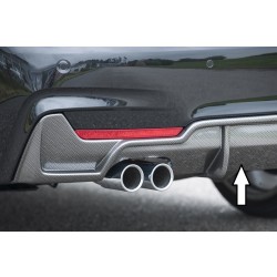 Rieger vložka zadního nárazníku pro BMW řada 4 F32, F33, F36 coupe (3-dvéř.), gran coupe (5-dvéř.), kabriolet vč. faceliftu, plast ABS s povrchovou úpravou Carbon-Look, pro orig. dvojitou koncovku vlevo