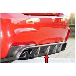 Rieger vložka zadního nárazníku pro BMW řada 3 F30, F31 sedan, touring vč. faceliftu, plast ABS s povrchovou úpravou Carbon-Look, pro orig. dvojitou koncovku vlevo