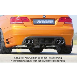 Rieger spoiler pod zadní nárazník pro BMW řada 3 E92, E93 kabriolet, kupé před faceliftem r.v. 03/07-02/10, 09/06-02/10, plast ABS s povrchovou úpravou Carbon-Look, pouze pro 335i, pro dvojité koncovky na obou stranách