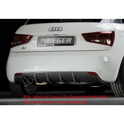 Rieger vložka zadního nárazníku pro Audi A1 8X 3-dvéř., 5-dvéř. (sportback) před faceliftem, plast ABS s povrchovou úpravou Carbon-Look, pro orig. jednoduchou koncovku vlevo