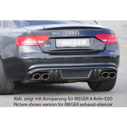 Rieger vložka zadního nárazníku pro Audi A5 B8, B81 Sportback před faceliftem, plast ABS s povrchovou úpravou Carbon-Look, S-Line, pro orig. dvojitou koncovku vlevo