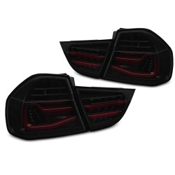 BMW E90 2009-2011 - zadní LED BAR světla ČERNÉ KOUŘOVÉ SEQ