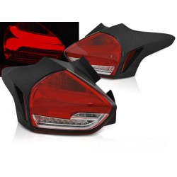 FORD FOCUS 3 15-18 HTB - zadní LED světla červeno bílá LED BAR s dynamickým blinkrem