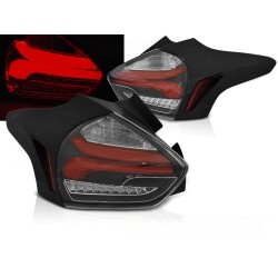 FORD FOCUS 3 15-18 HTB - zadní LED světla červeno černá LED BAR s dynamickým blinkrem
