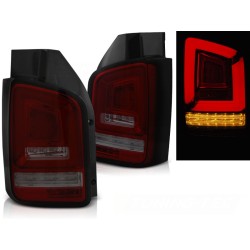 VW T5 03-09 - zadní LED světla červeno kouřová LED BAR s dynamickým blinkrem