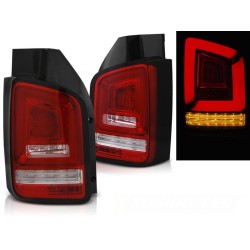 VW T5 10-15 - zadní LED světla červeno bílá LED BAR s dynamickým blinkrem