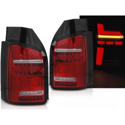 VW T6 15-19 dvoukřídlá verze - zadní LED světla červeno bílá LED BAR s dynamickým blinkrem