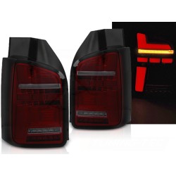 VW T6 15-19 dvoukřídlá verze - zadní LED světla červeno kouřová LED BAR s dynamickým blinkrem