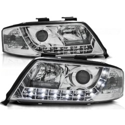 Audi A6 01-04 - přední chrom světla s LED svícením