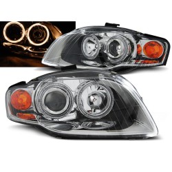 Audi A4 04-09 - přední chrom světla s ANGEL EYES