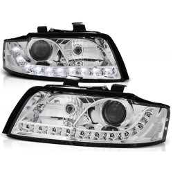Audi A4 00-04 - přední chrom světla s LED svícením