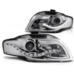 Audi A4 04-09 - přední chrom světla s LED denním svícením