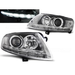 Audi A6 04-08 - přední chrom světla s LED denním svícením pro xenon