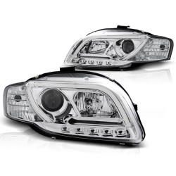 Audi A4 04-09 - přední chrom světla s LED denním svícením TUBE LIGHTS