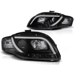 Audi A4 04-09 - přední černé světla s LED denním svícením TUBE LIGHTS