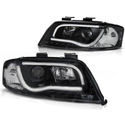 Audi A6 01-04 - přední černá světla s LED denním svícením TUBE LIGHTS
