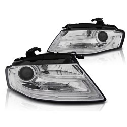 Audi A4 08-11 - přední chrom světla s LED denním svícením TUBE LIGHTS pro xenon