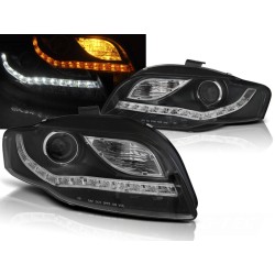 Audi A4 04-09 - přední černé světla s LED svícením a LED blinkrem