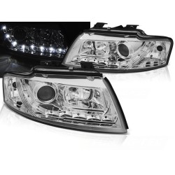 Audi A4 02-06 cabrio - přední chrom světla s LED svícením