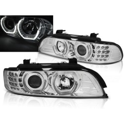 BMW E39 95-03 - přední chrom světla s ANGEL EYES 3D a LED blinkrem