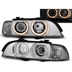 BMW E39 95-03 - přední chrom světla s ANGEL EYES pro xenon
