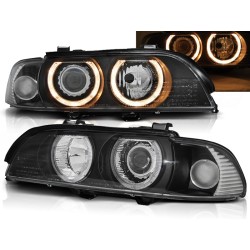 BMW E39 95-03 - přední černá světla s ANGEL EYES pro xenon