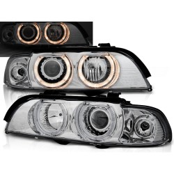 BMW E39 95-03 - přední chrom světla s ANGEL EYES