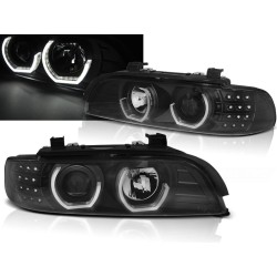 BMW E39 95-03 - přední černá světla s ANGEL EYES 3D a LED blinkrem