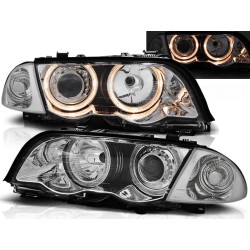 BMW E46 98-01 SEDAN, COMBI - přední chrom světla s ANGEL EYES
