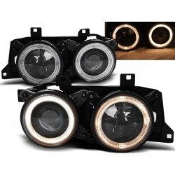 BMW E32/E34 - přední černá světla s ANGEL EYES