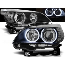 BMW E60/E61 03-07 - přední černá světla s ANGEL EYES CCFL
