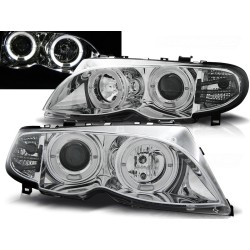 BMW E46 01-05 SEDAN, KOMBI - přední chrom světla s ANGEL EYES