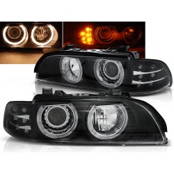 BMW E39 95-03 - přední černá světla s ANGEL EYES a LED blinkrem