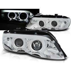 BMW X5 E53 03-06 - přední chrom světla ANGEL EYES pro xenon