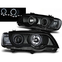 BMW X5 E53 99-03 - přední černá světla ANGEL EYES CCFL a LED svícením pro xenon