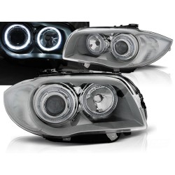 BMW 1 E87/E81/82/88 04-11 - přední chrom světla s ANGEL EYES