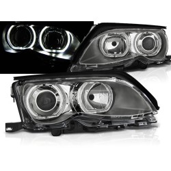 BMW E46 01-05 SEDAN, KOMBI - přední chrom světla s ANGEL EYES LED