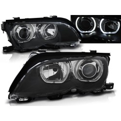 BMW E46 01-05 SEDAN, KOMBI - přední černá světla s ANGEL EYES