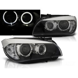 BMW X1 E84 09-12 - přední černá světla s ANGEL EYES LED