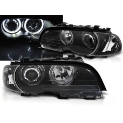 BMW E46 99-03 COUPE CABRIO - přední černá světla s ANGEL EYES LED