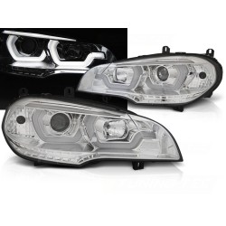 BMW X5 E70 07-13 - přední chrom světla 3D ANGEL EYES a LED denním svícením