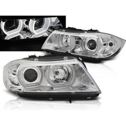 BMW E90/E91 05-08 - přední chrom světla s ANGEL EYES 3D pro xenon